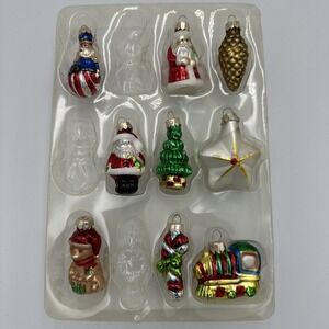 VTG Set of 9 Merry Brite Christmas Ornaments Hand Decorated Glass CVS 2006